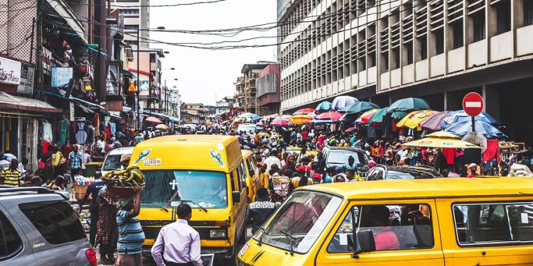 Residents shopping for food items in Lagos